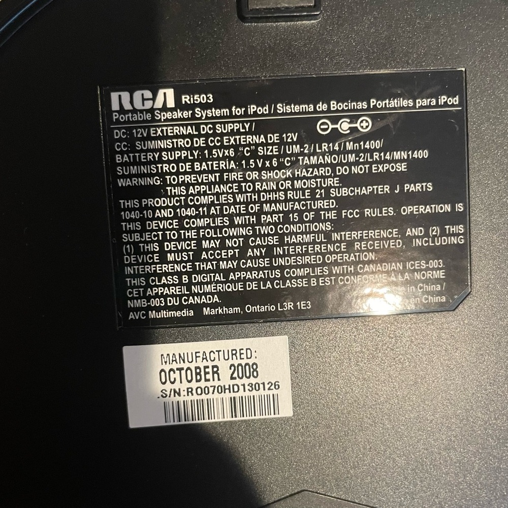 Rca Portable Speaker System For Ipod With Ac Adap… - image 6